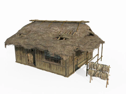 Asian ancient architecture thatched hut 3D Model