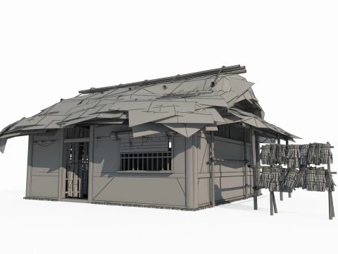 Asian ancient architecture thatched hut 3D Model