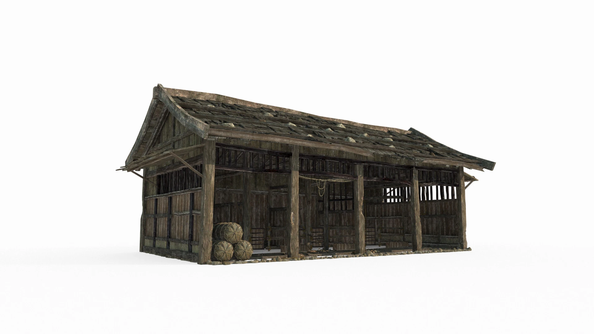 Asian ancient scene stables 3D Model .c4d .max .obj .3ds .fbx .stl .blend 