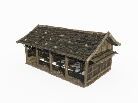 Asian ancient scene stables 3D Model