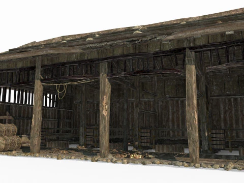 Asian ancient scene stables 3D Model