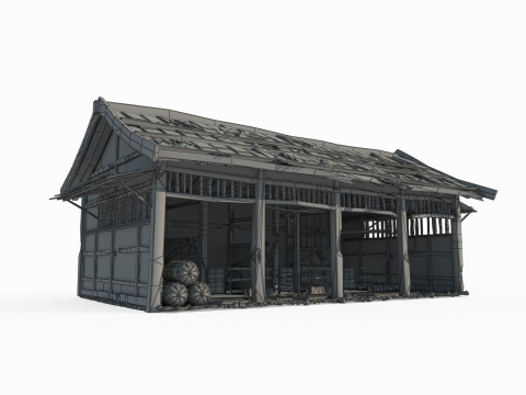 Asian ancient scene stables 3D Model