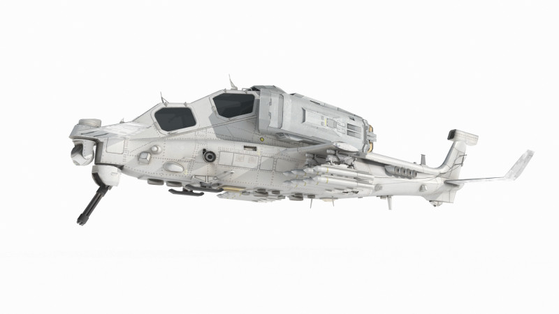 Future sci-fi armed helicopter 3D Model .c4d .max .obj .3ds .fbx .stl .blend