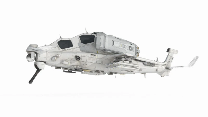 Futuro helic&oacute;ptero armado de fic&ccedil;&atilde;o cient&iacute;fica Modelo 3D .c4d .max .obj .3ds .fbx .stl .blend 