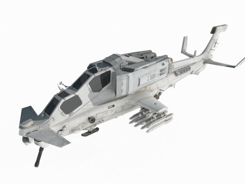 Future sci-fi armed helicopter 3D Model