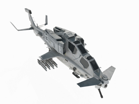 Future sci-fi armed helicopter 3D Model