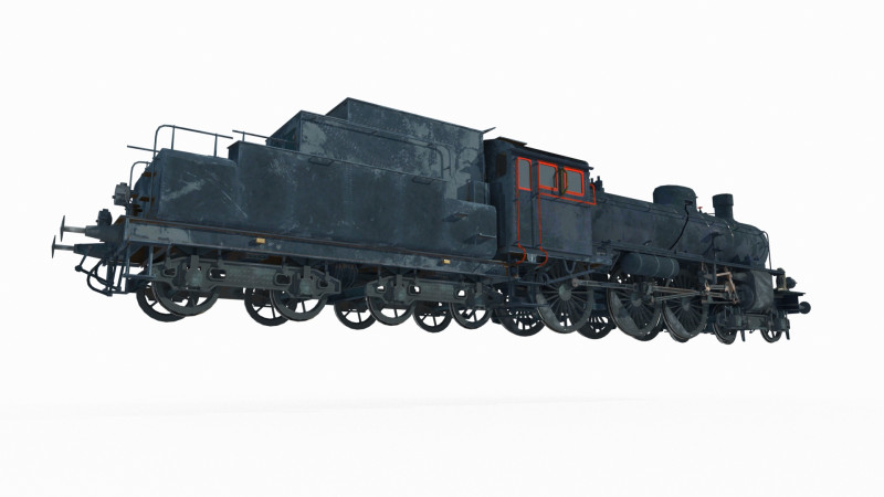 Modern vehicle steam locomotive Model 3D .c4d .max .obj .3ds .fbx .stl .blend