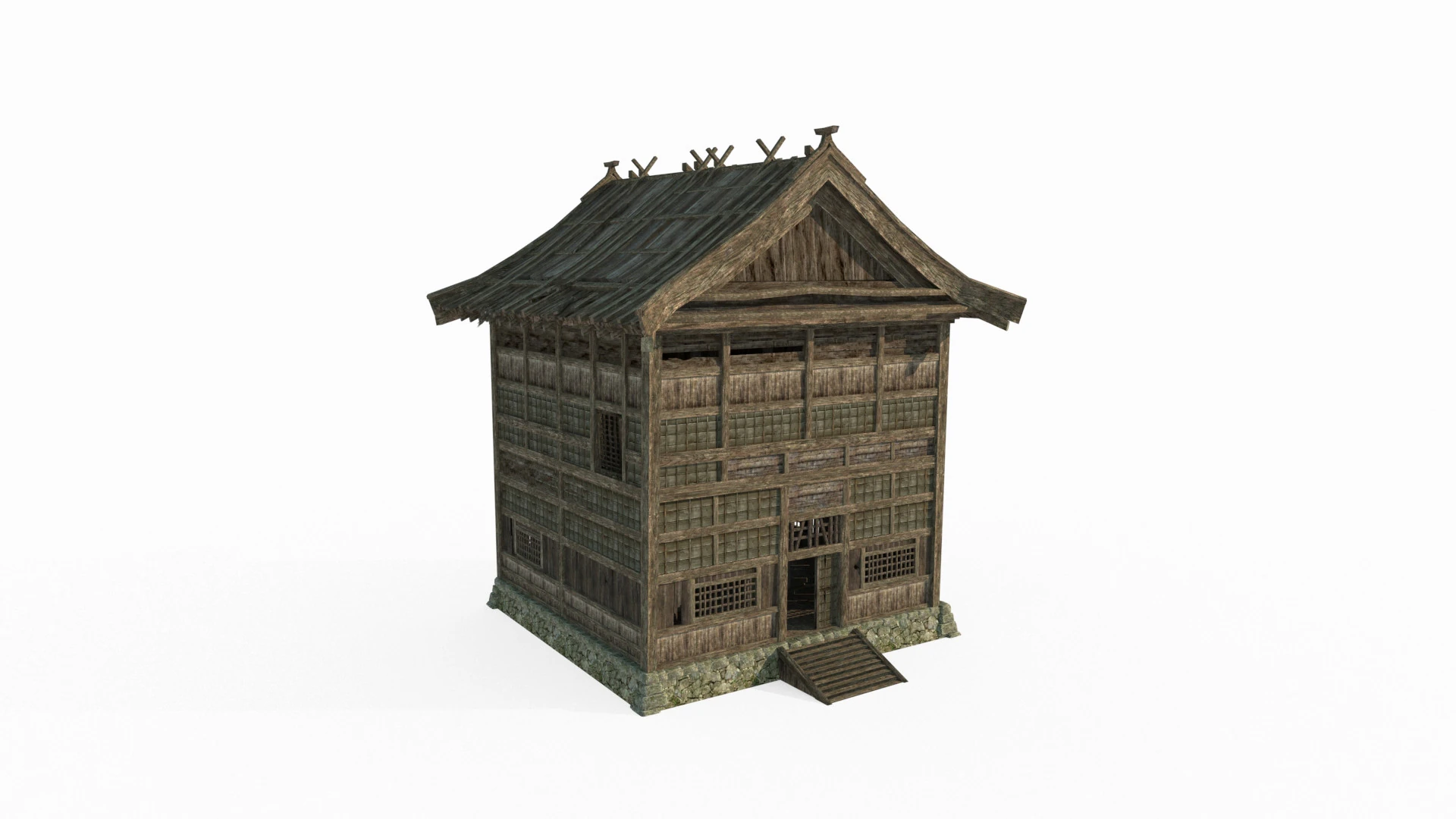 Ancient Asian architecture wooden houses 3D Model .c4d .max .obj .3ds .fbx .stl .blend 