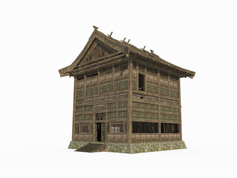 Ancient Asian architecture wooden houses Model 3D