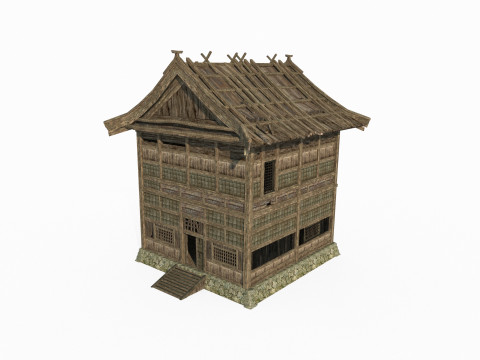 Ancient Asian architecture wooden houses Model 3D
