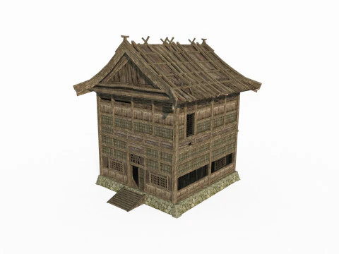 Ancient Asian architecture wooden houses 3D Model