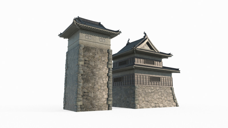 Ancient Asian architecture military urn city 3D मॉडल .c4d .max .obj .3ds .fbx .stl .blend