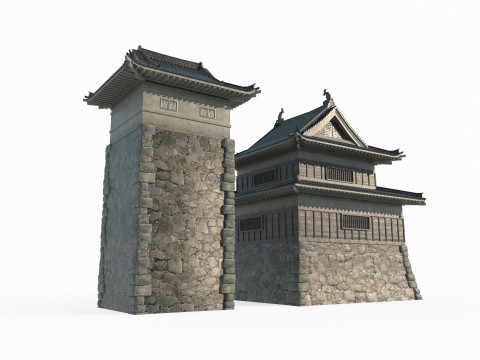 Ancient Asian architecture military urn city 3D 模型