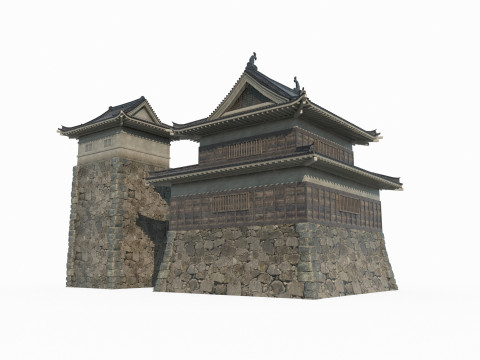 Ancient Asian architecture military urn city 3D मॉडल