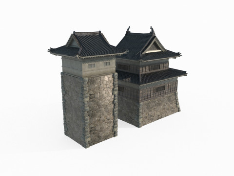 Ancient Asian architecture military urn city 3D मॉडल