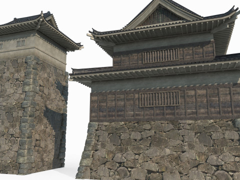 Ancient Asian architecture military urn city 3D मॉडल