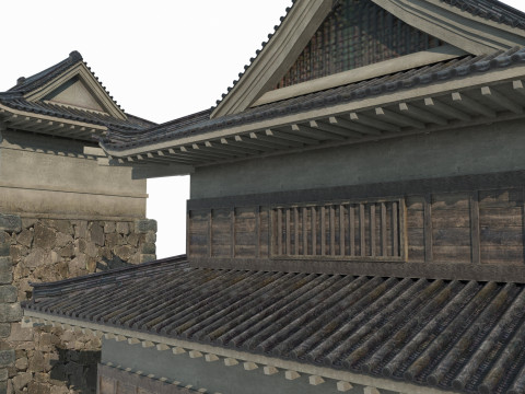 Ancient Asian architecture military urn city 3D मॉडल
