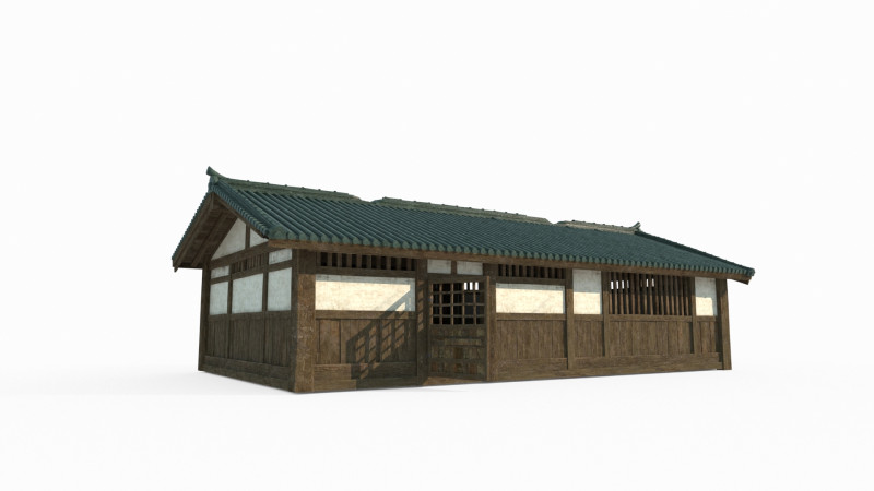 Ancient Asian architectural bathhouses with hot springs 3D 模型 .c4d .max .obj .3ds .fbx .stl .blend