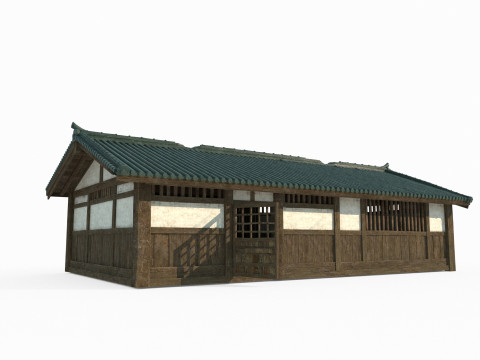 Ancient Asian architectural bathhouses with hot springs Modèle 3D