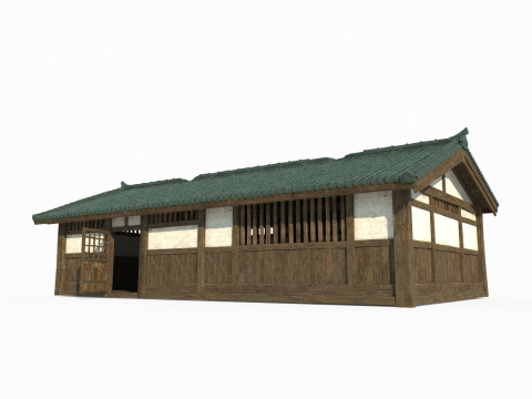 Ancient Asian architectural bathhouses with hot springs 3D 模型