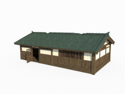 Ancient Asian architectural bathhouses with hot springs 3D 模型