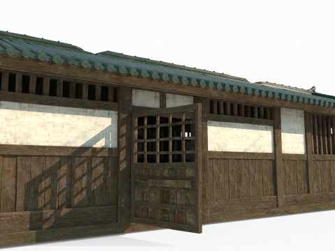 Ancient Asian architectural bathhouses with hot springs 3D 模型