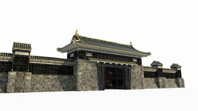 Luxurious gates of ancient Asian architecture 3D 模型 .c4d .max .obj .3ds .fbx .stl .blend