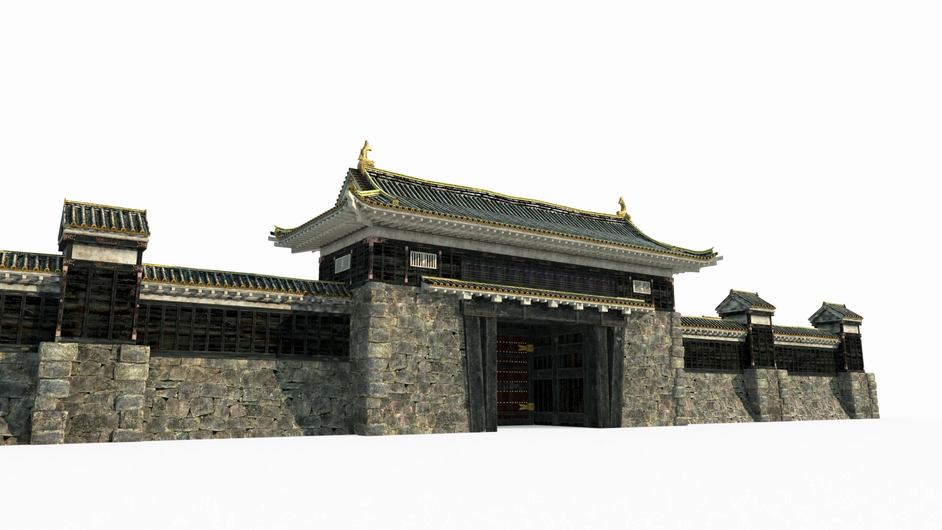 प्राचीन एशियाई वास्तुकला के शानदार द्वार 3D मॉडल .c4d .max .obj .3ds .fbx .stl .blend 