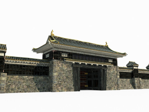 Luxurious gates of ancient Asian architecture Modèle 3D