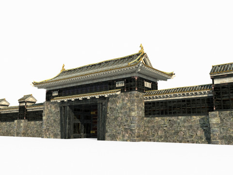 Luxurious gates of ancient Asian architecture 3D 模型