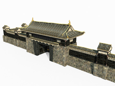Luxurious gates of ancient Asian architecture 3D 模型