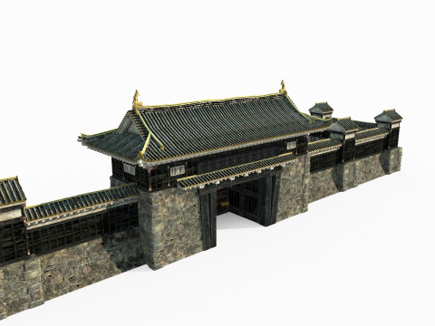 Luxurious gates of ancient Asian architecture 3D 模型