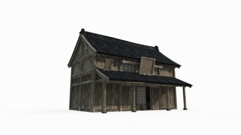 Asian ancient architecture wooden house tile house 3D 모델 .c4d .max .obj .3ds .fbx .stl .blend 