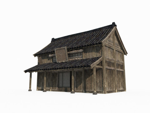 Asian ancient architecture wooden house tile house 3D 모델