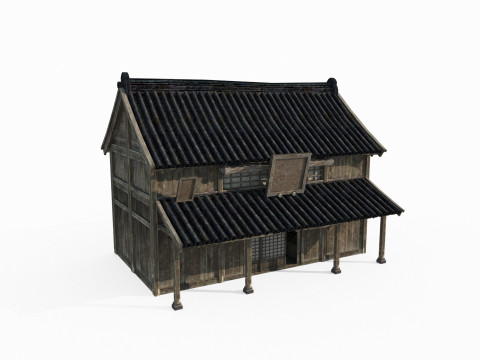 Asian ancient architecture wooden house tile house 3D 모델