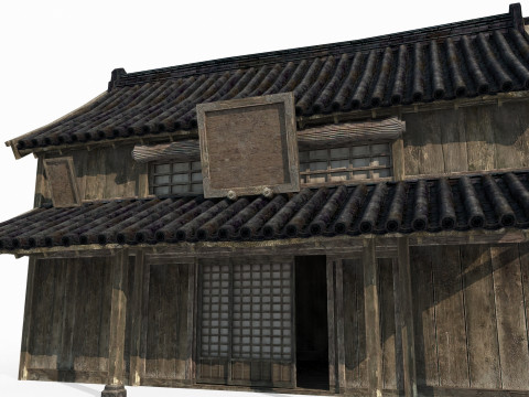 Asian ancient architecture wooden house tile house 3D 모델