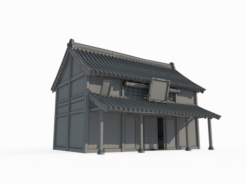 Asian ancient architecture wooden house tile house 3D 모델