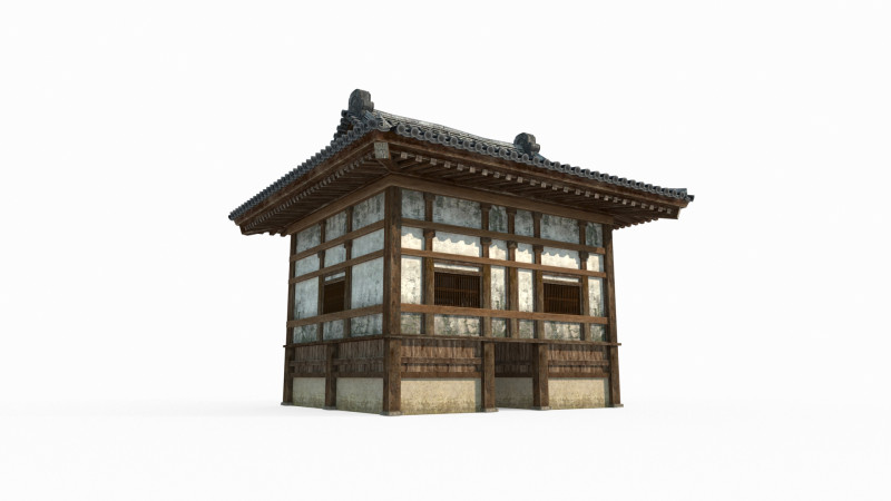 Asian ancient architecture water house 3D Модель .c4d .max .obj .3ds .fbx .stl .blend 