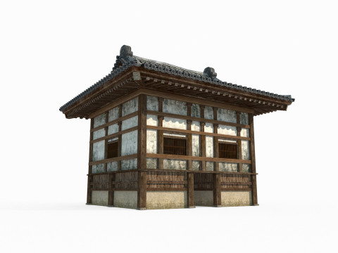 Asian ancient architecture water house Model 3D