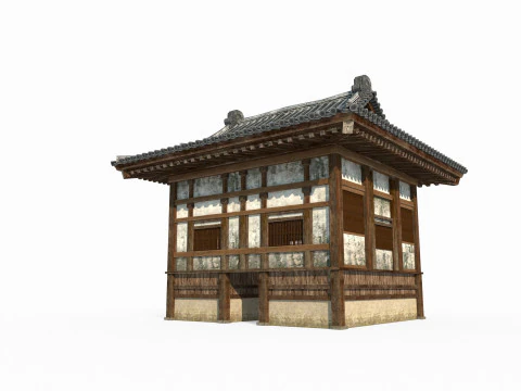 Asian ancient architecture water house 3D Model