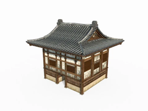 Asian ancient architecture water house 3D Model
