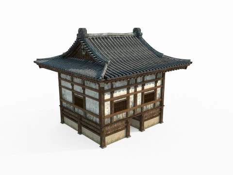 Asian ancient architecture water house 3D Model