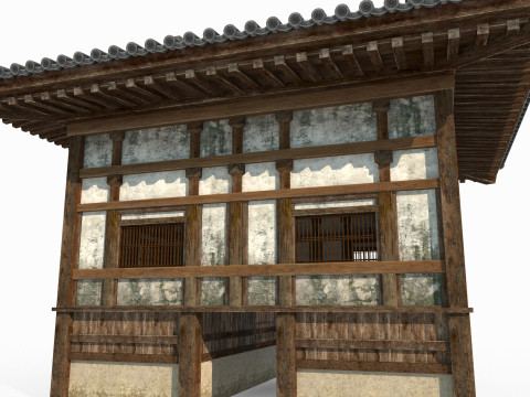 Asian ancient architecture water house 3D Модель