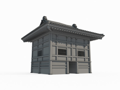 Asian ancient architecture water house 3D Модель