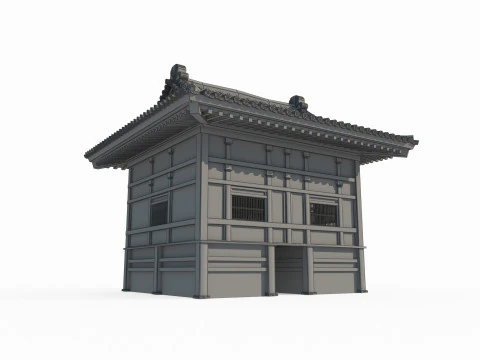 Asian ancient architecture water house 3D Model