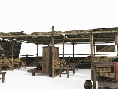 Ancient Asian roadside stalls and markets 3D मॉडल