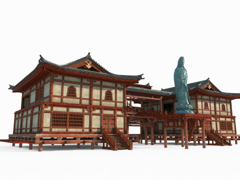 Asian ancient architecture Buddhist palace 3D Model
