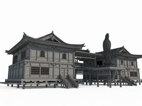 Asian ancient architecture Buddhist palace 3D Model