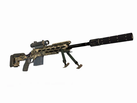 Fucile da cecchino a lungo raggio con arma moderna Modello 3D