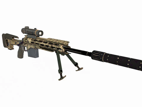 Fucile da cecchino a lungo raggio con arma moderna Modello 3D